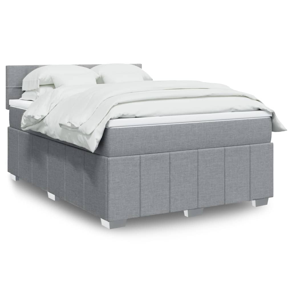 Box Spring Postel S Matrací Textil Světle Šedá