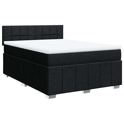 Box Spring Postel S Matrací Černá 140 X 190 Cm Textil
