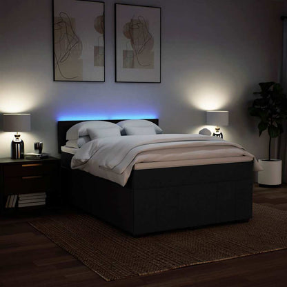 Box Spring Postel S Matrací Černá 140 X 190 Cm Textil