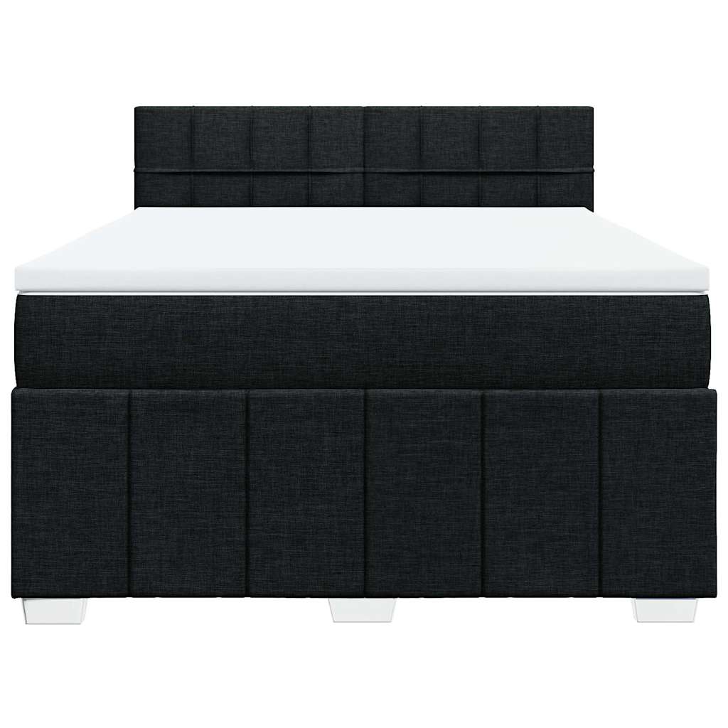 Box Spring Postel S Matrací Černá 140 X 190 Cm Textil