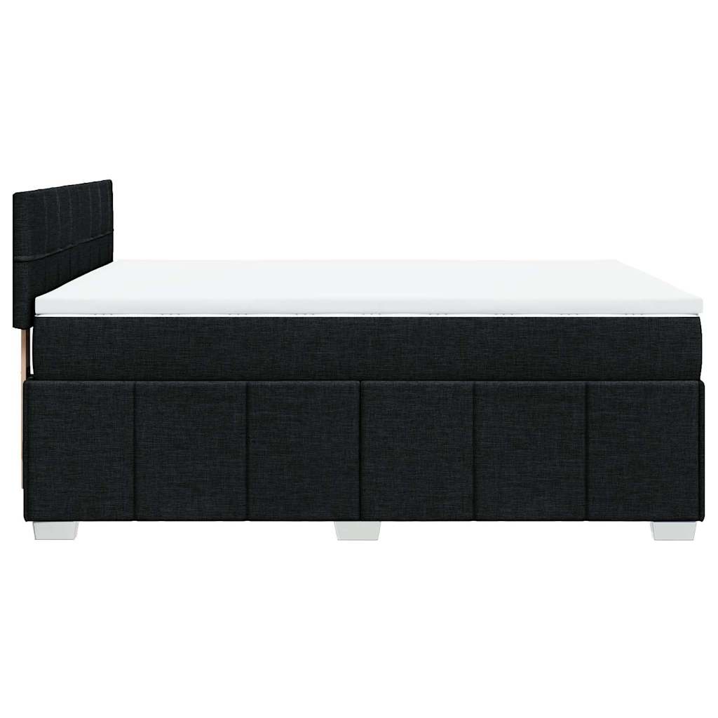 Box Spring Postel S Matrací Černá 140 X 190 Cm Textil