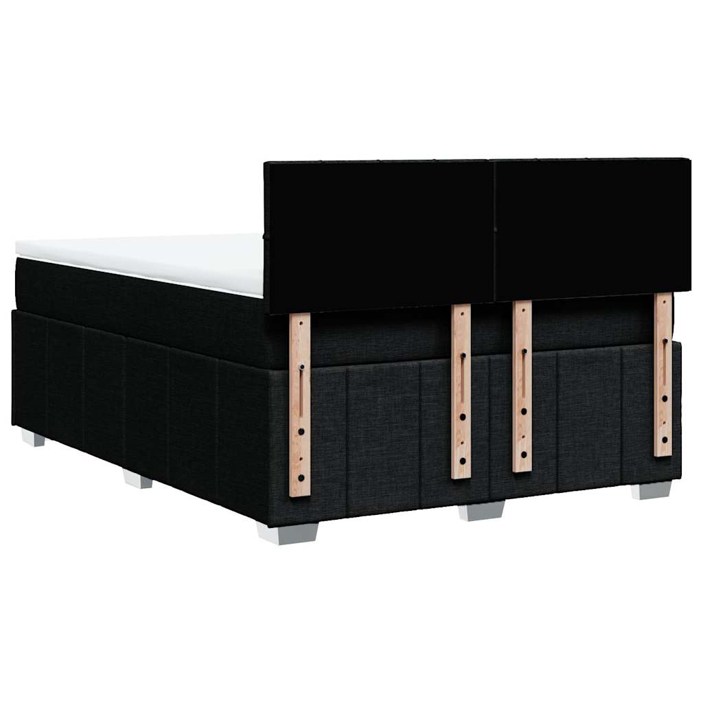 Box Spring Postel S Matrací Černá 140 X 190 Cm Textil