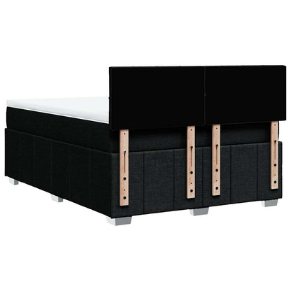 Box Spring Postel S Matrací Černá 140 X 190 Cm Textil