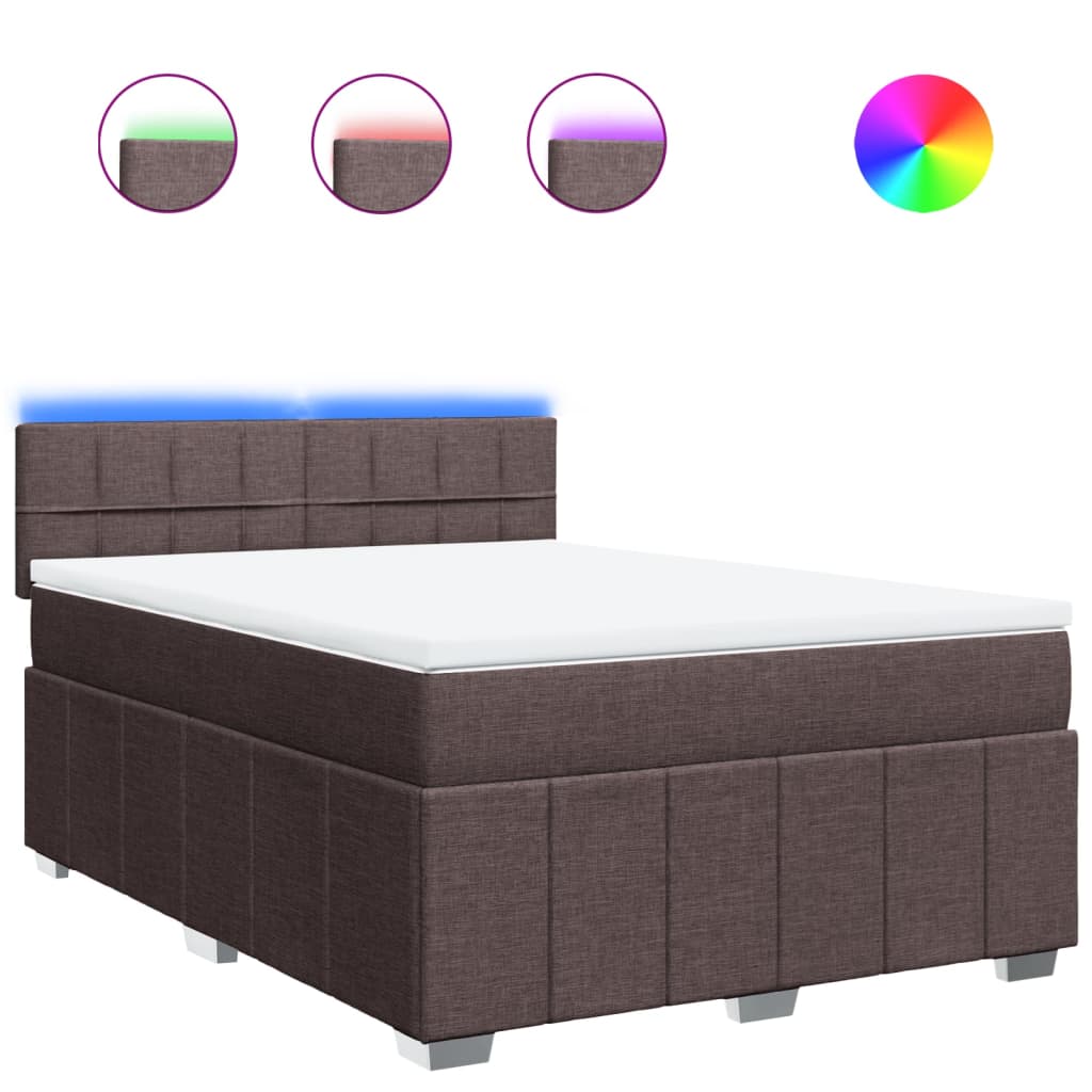 Box Spring Postel S Matrací Tmavě Hnědá 140X190 Cm Textil