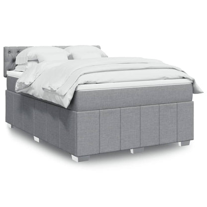 Box Spring Postel S Matrací Textil Světle Šedá