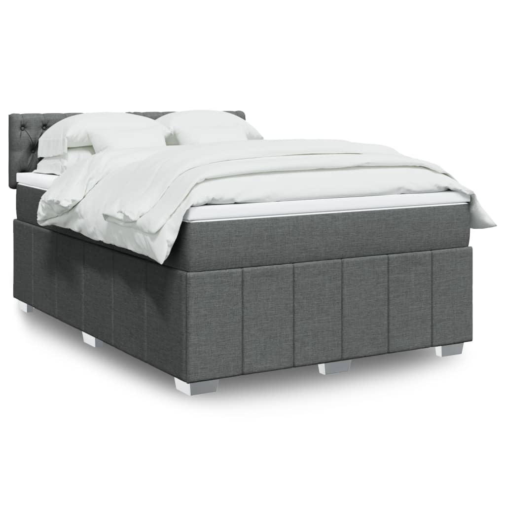 Box Spring Postel S Matrací Textil Tmavě Šedá