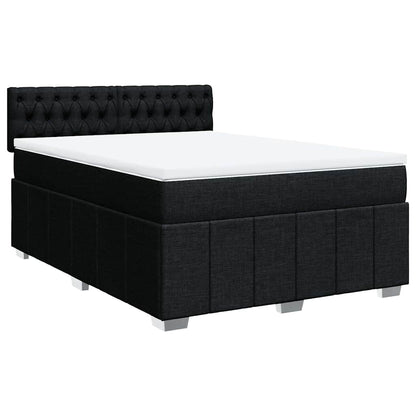 Box Spring Postel S Matrací Černá 140 X 190 Cm Textil