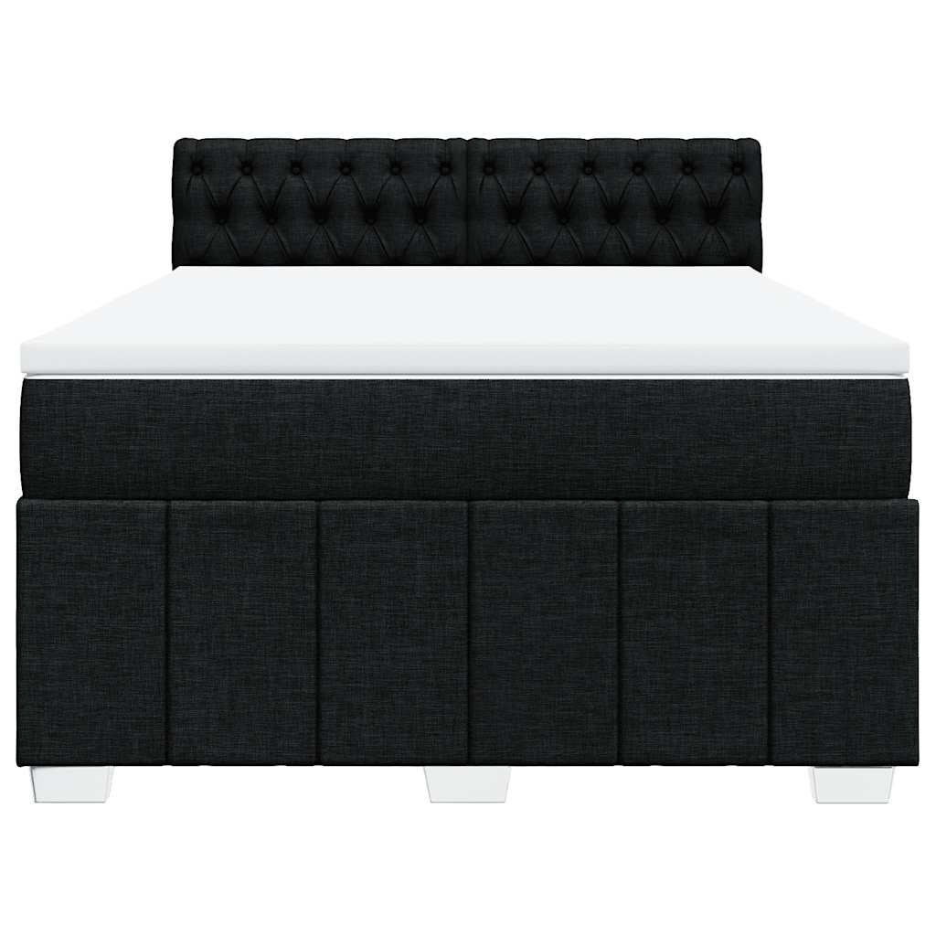 Box Spring Postel S Matrací Černá 140 X 190 Cm Textil