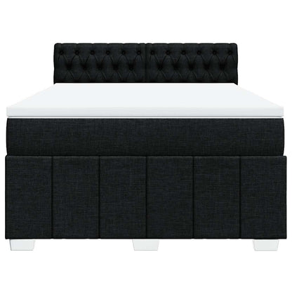 Box Spring Postel S Matrací Černá 140 X 190 Cm Textil