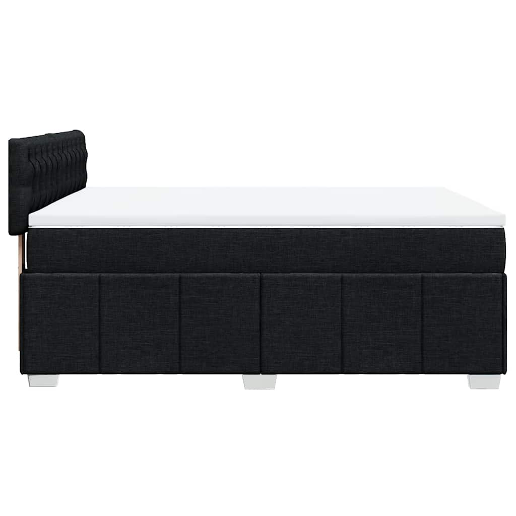 Box Spring Postel S Matrací Černá 140 X 190 Cm Textil
