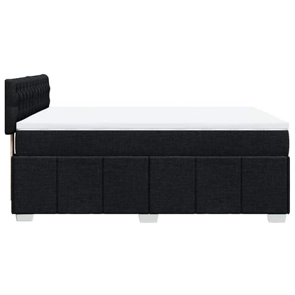 Box Spring Postel S Matrací Černá 140 X 190 Cm Textil