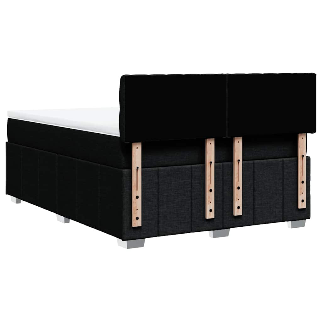 Box Spring Postel S Matrací Černá 140 X 190 Cm Textil