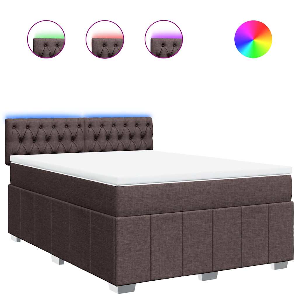 Box Spring Postel S Matrací Tmavě Hnědá 140X190 Cm Textil