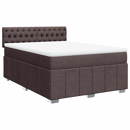 Box Spring Postel S Matrací Tmavě Hnědá 140X190 Cm Textil
