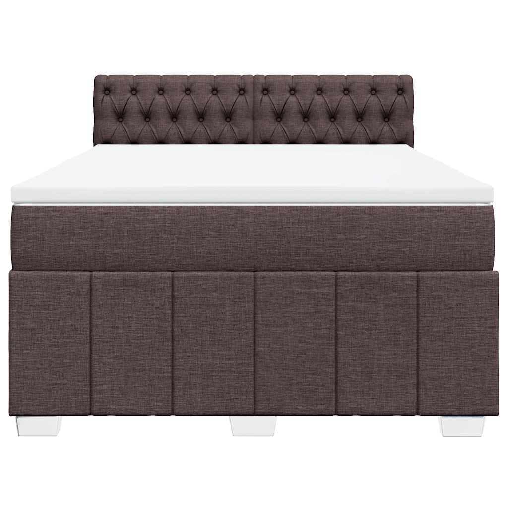 Box Spring Postel S Matrací Tmavě Hnědá 140X190 Cm Textil