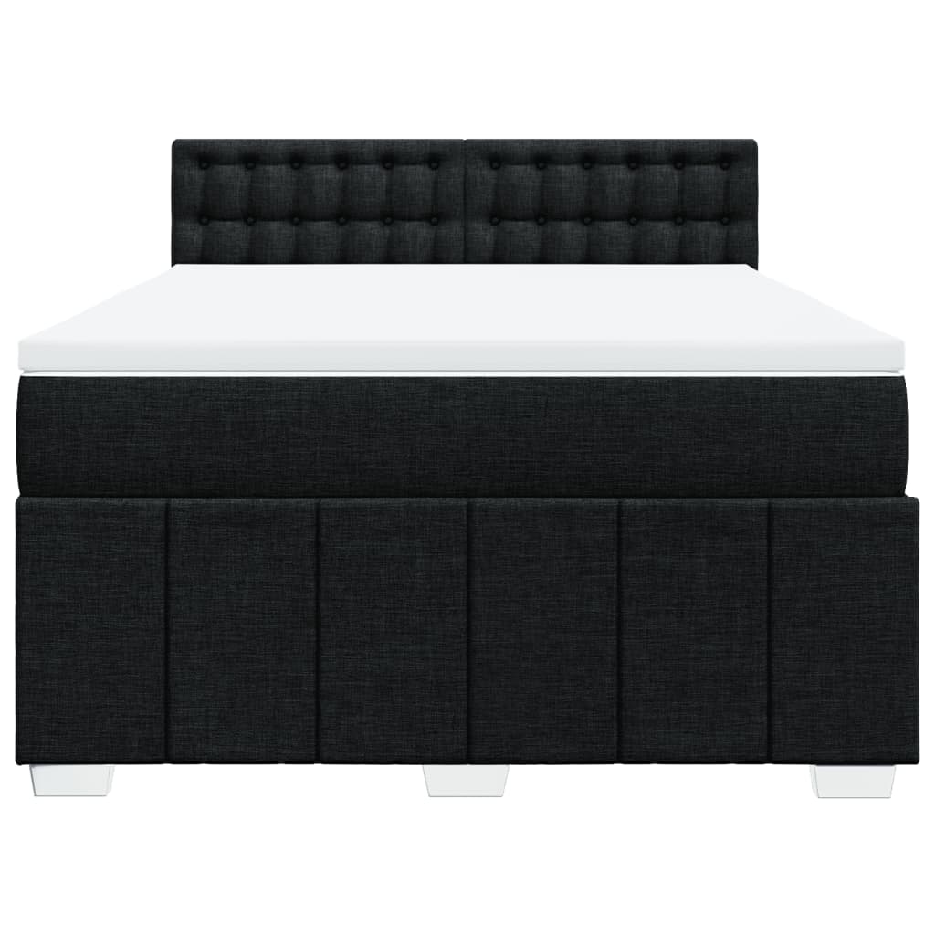 Box Spring Postel S Matrací Černá 140 X 190 Cm Textil