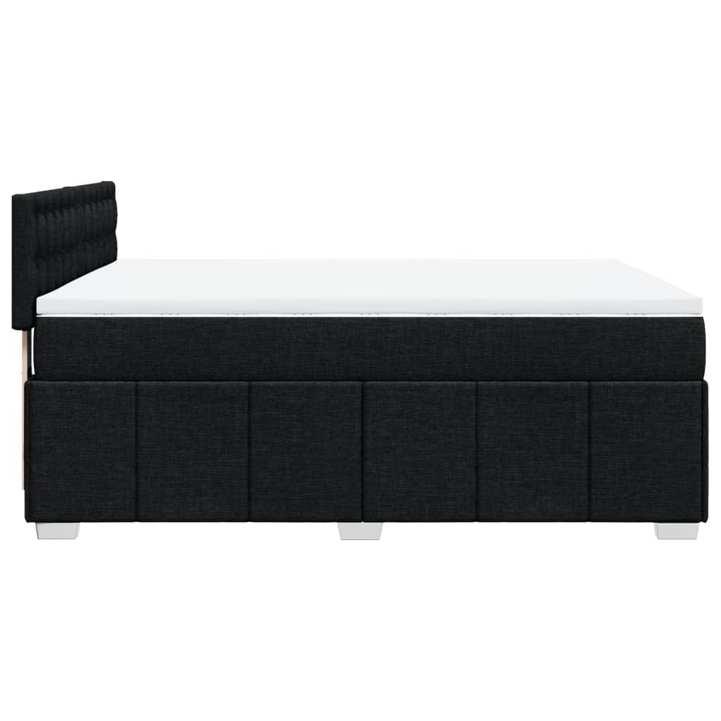 Box Spring Postel S Matrací Černá 140 X 190 Cm Textil