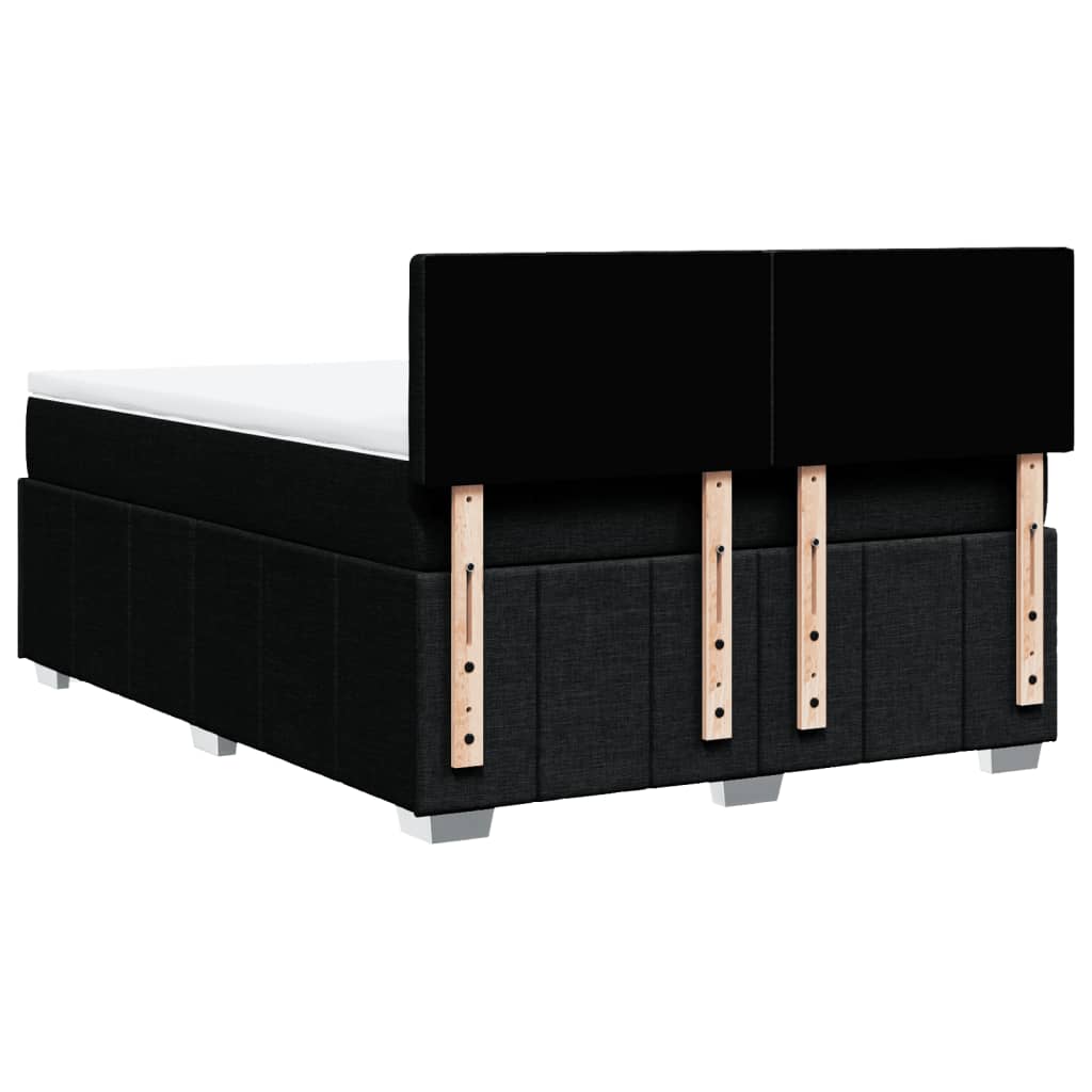 Box Spring Postel S Matrací Černá 140 X 190 Cm Textil