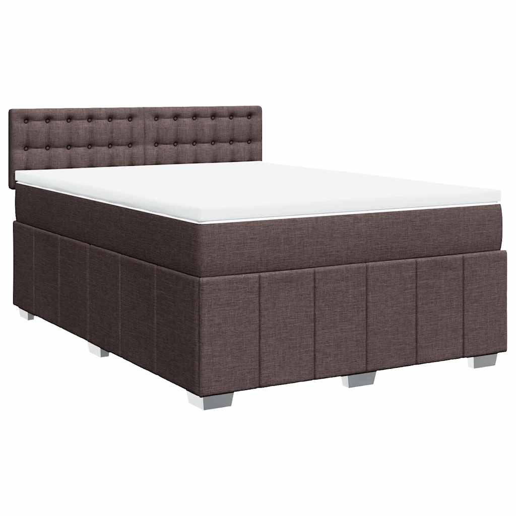 Box Spring Postel S Matrací Tmavě Hnědá 140X190 Cm Textil
