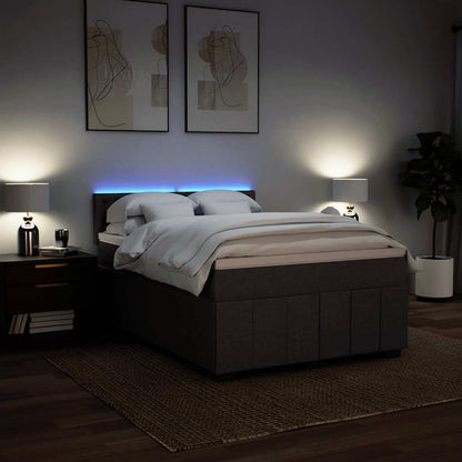 Box Spring Postel S Matrací Tmavě Hnědá 140X190 Cm Textil