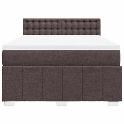 Box Spring Postel S Matrací Tmavě Hnědá 140X190 Cm Textil