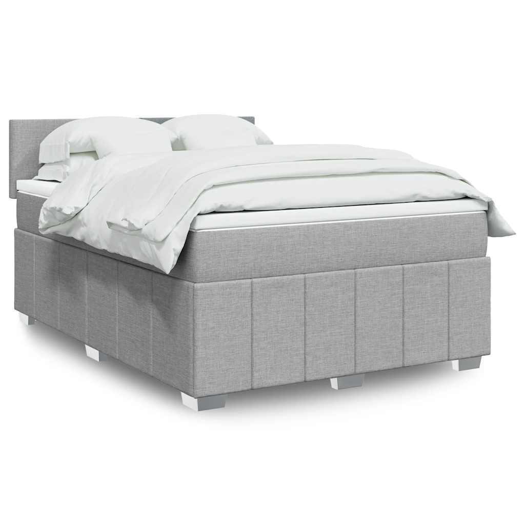Box Spring Postel S Matrací Textil Světle Šedá
