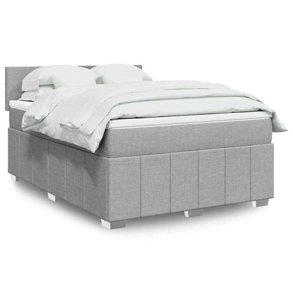 Box Spring Postel S Matrací Textil Světle Šedá