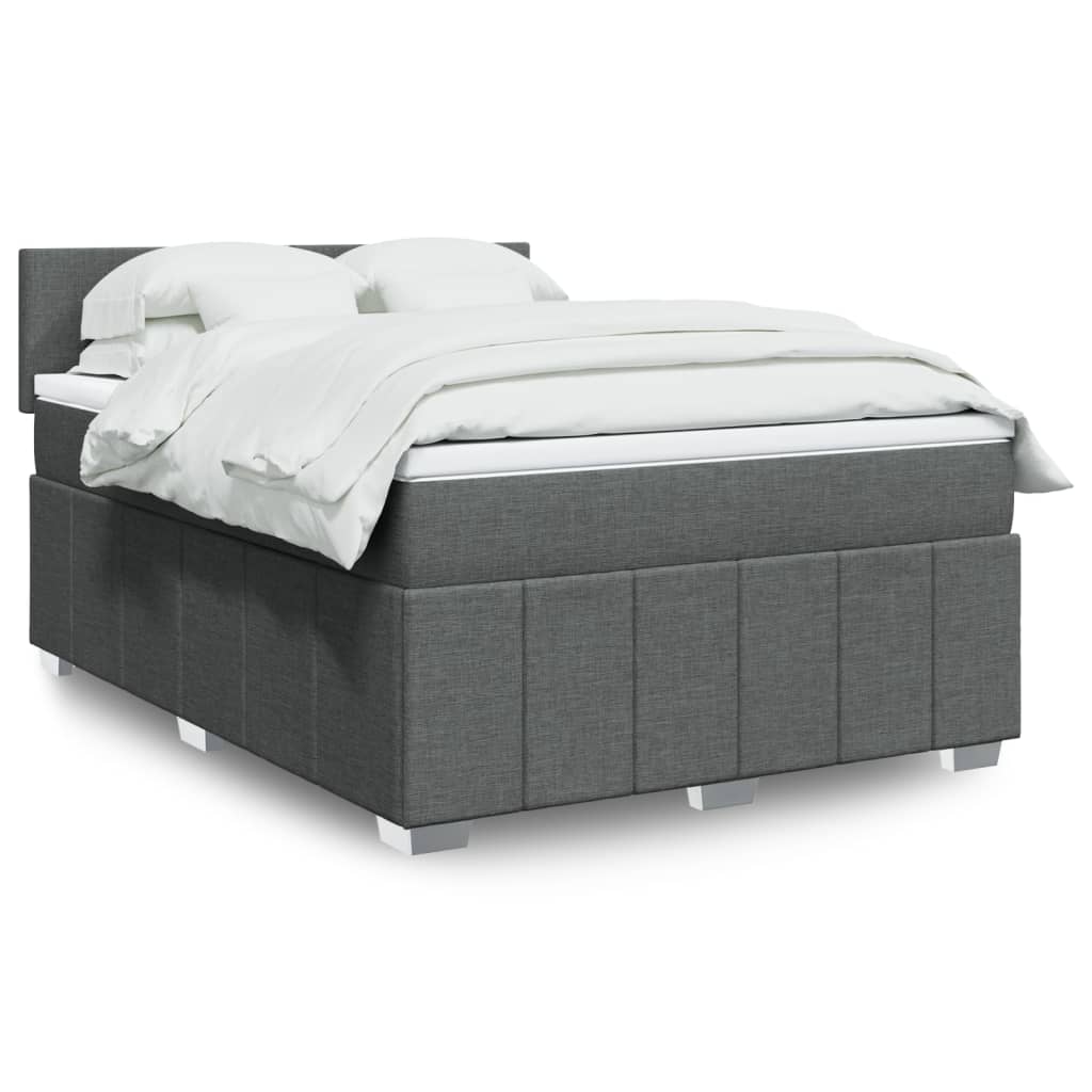 Box Spring Postel S Matrací Textil Tmavě Šedá