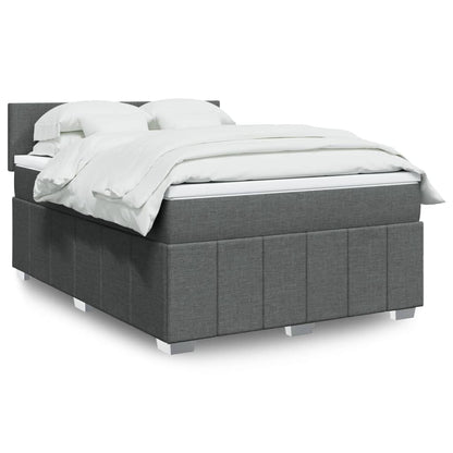Box Spring Postel S Matrací Textil Tmavě Šedá