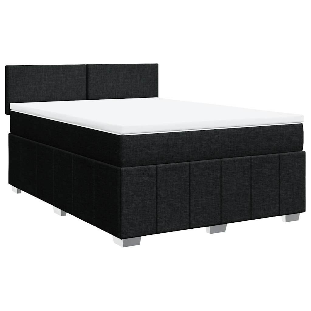 Box Spring Postel S Matrací Černá 140X200 Cm Textil