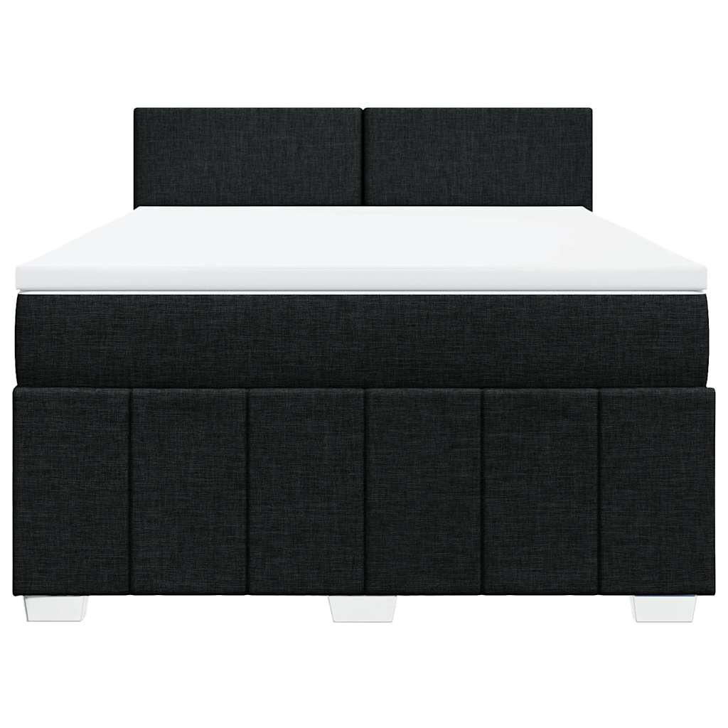 Box Spring Postel S Matrací Černá 140X200 Cm Textil