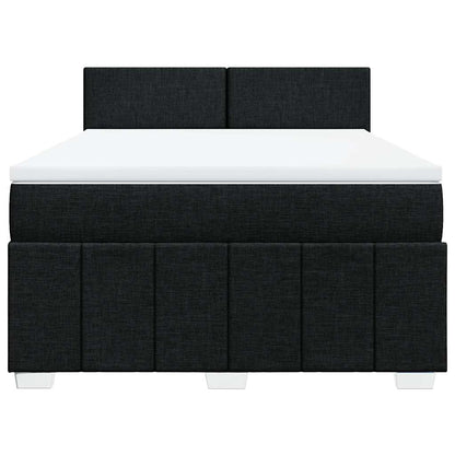 Box Spring Postel S Matrací Černá 140X200 Cm Textil