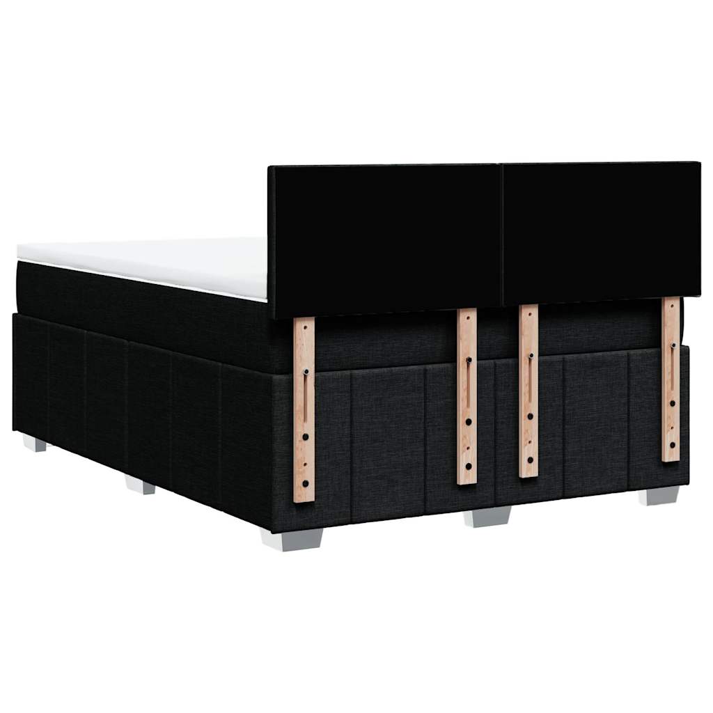 Box Spring Postel S Matrací Černá 140X200 Cm Textil