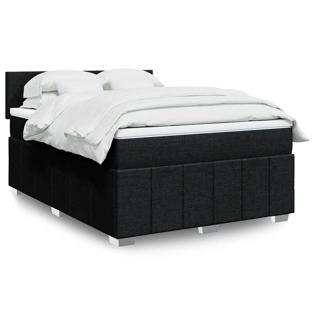 Box Spring Postel S Matrací Černá 140X200 Cm Textil