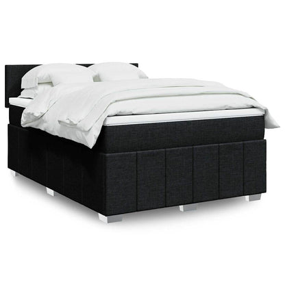Box Spring Postel S Matrací Černá 140X200 Cm Textil