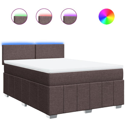 Box Spring Postel S Matrací Tmavě Hnědá 140X200 Cm Textil