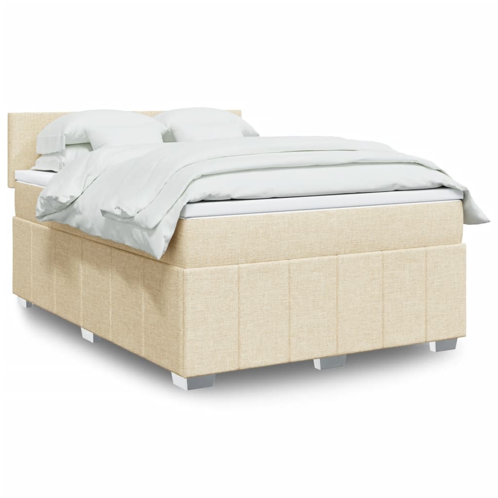 Box Spring Postel S Matrací Textil Krémová