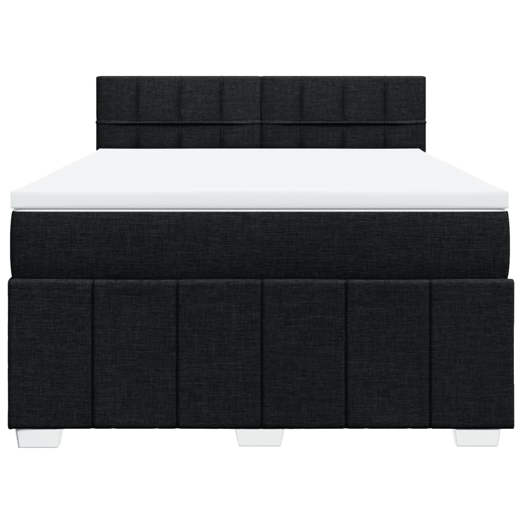 Box Spring Postel S Matrací Černá 140X200 Cm Textil