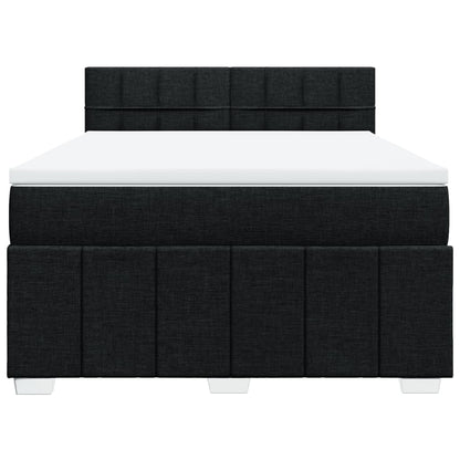 Box Spring Postel S Matrací Černá 140X200 Cm Textil