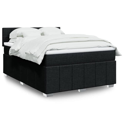 Box Spring Postel S Matrací Černá 140X200 Cm Textil