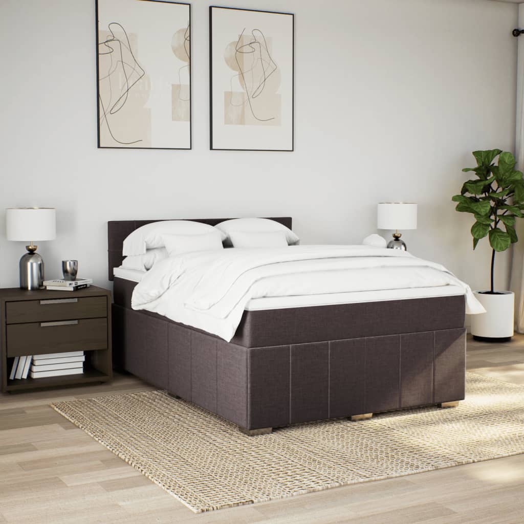 Box Spring Postel S Matrací Tmavě Hnědá 140X200 Cm Textil