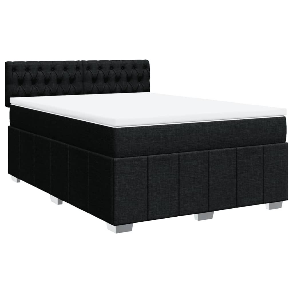 Box Spring Postel S Matrací Černá 140X200 Cm Textil