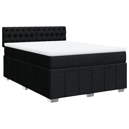 Box Spring Postel S Matrací Černá 140X200 Cm Textil