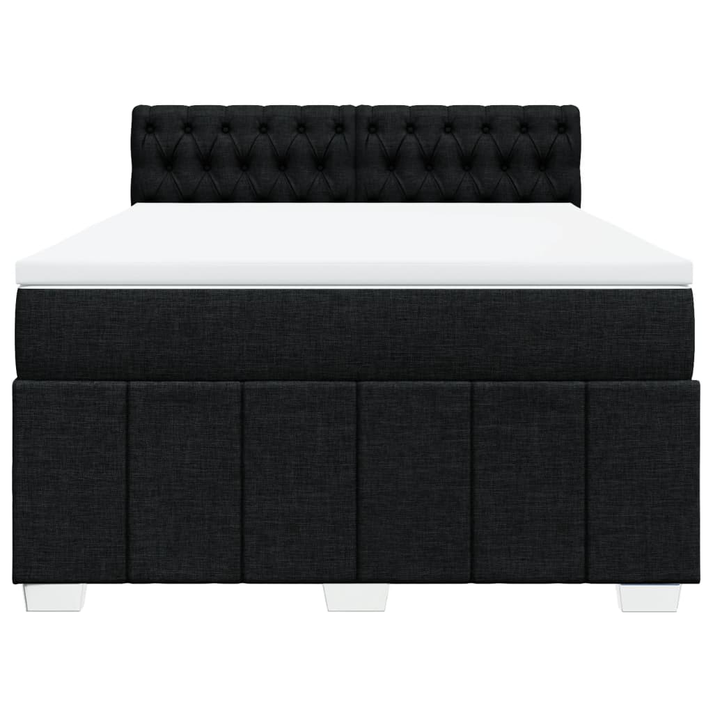 Box Spring Postel S Matrací Černá 140X200 Cm Textil