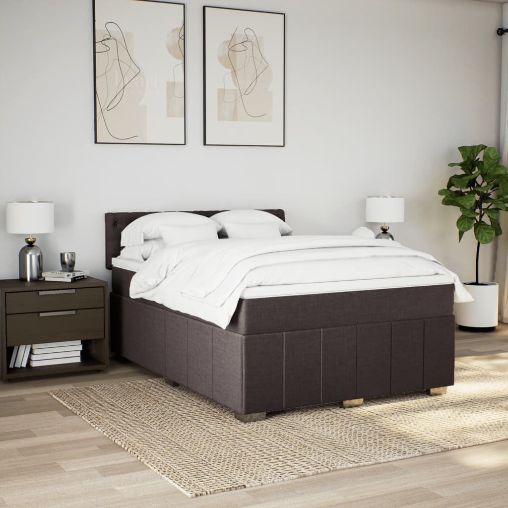 Box Spring Postel S Matrací Tmavě Hnědá 140X200 Cm Textil