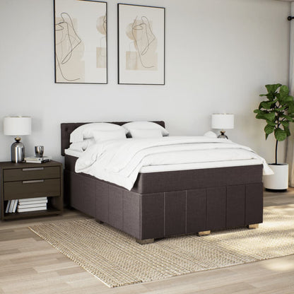 Box Spring Postel S Matrací Tmavě Hnědá 140X200 Cm Textil