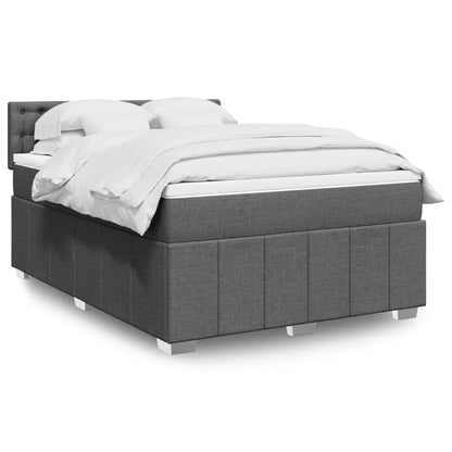 Box Spring Postel S Matrací Textil Tmavě Šedá