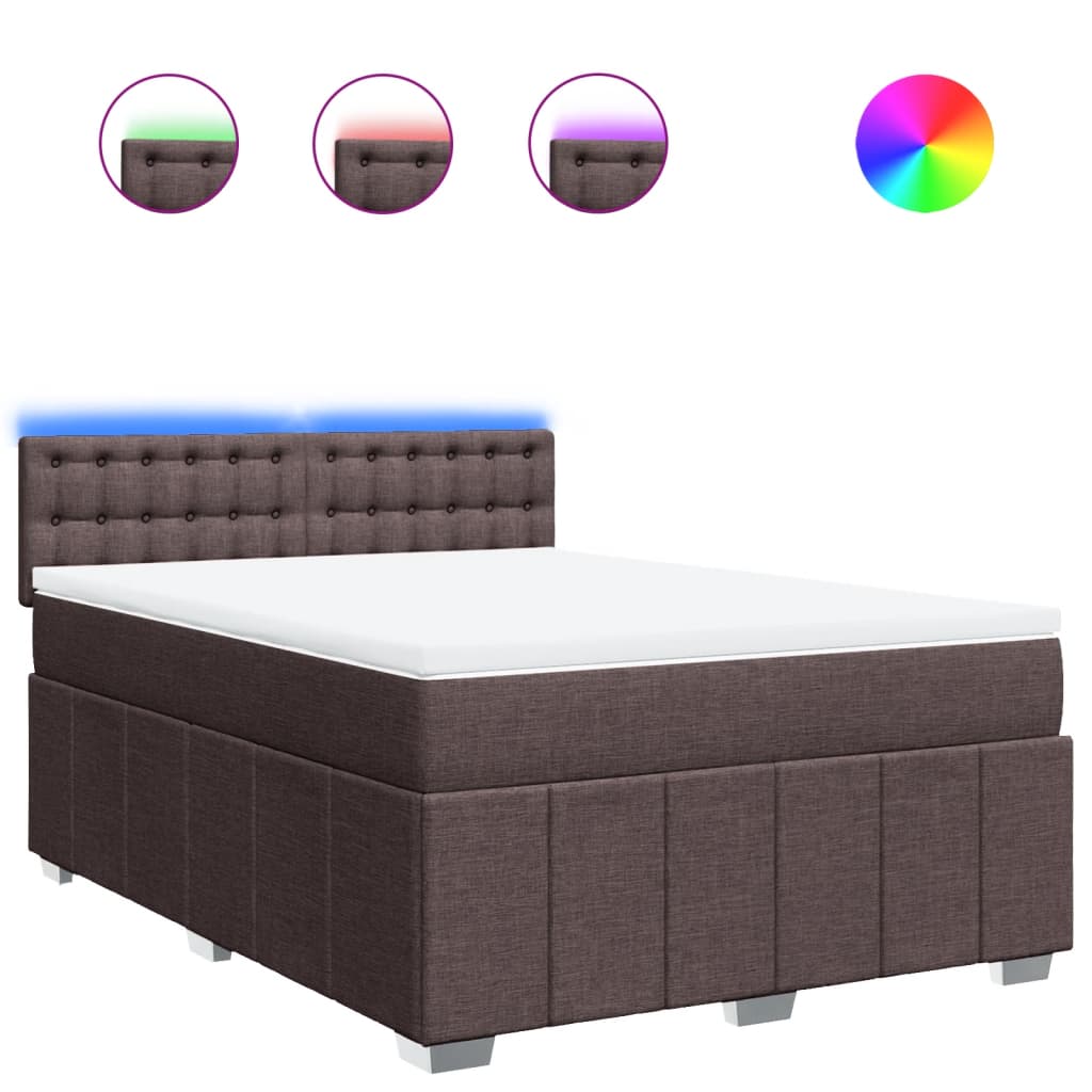 Box Spring Postel S Matrací Tmavě Hnědá 140X200 Cm Textil