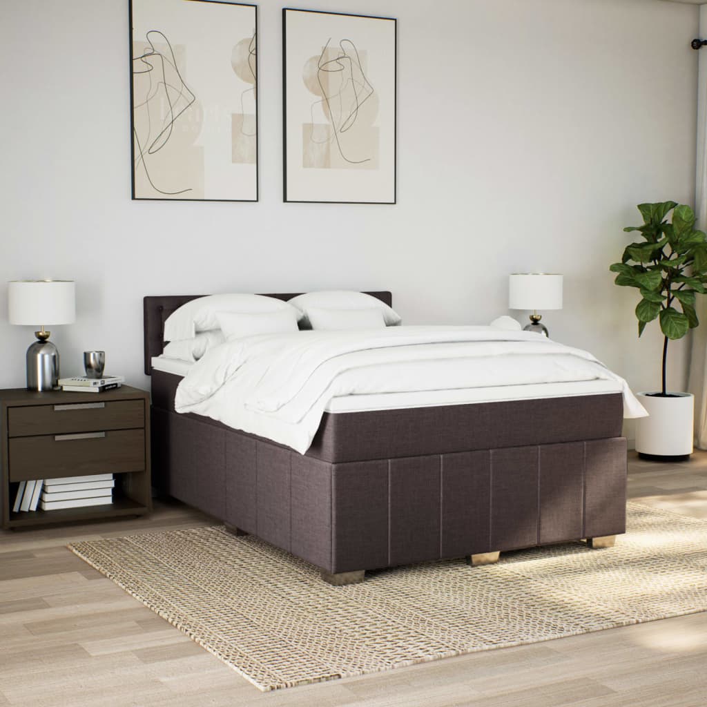 Box Spring Postel S Matrací Tmavě Hnědá 140X200 Cm Textil
