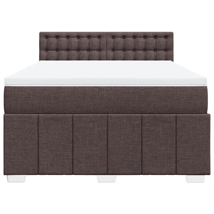 Box Spring Postel S Matrací Tmavě Hnědá 140X200 Cm Textil